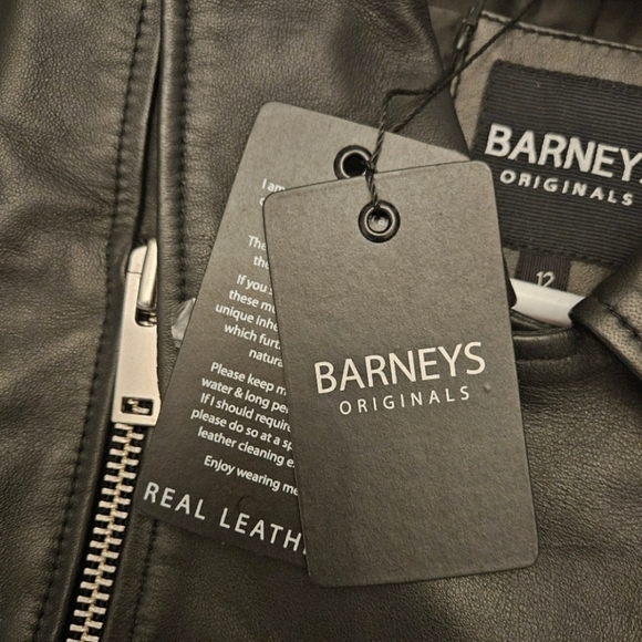 Barney's Originals real leather moto jacket NWT size 6 - Picture 5 of 5